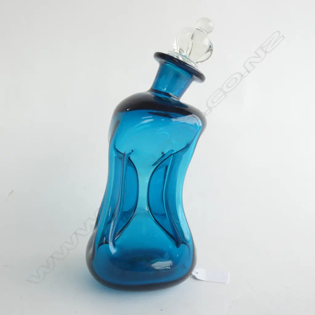 A Holmegaard blue decanter, Kluk Kluk, by Jacob Bang, Image 1++